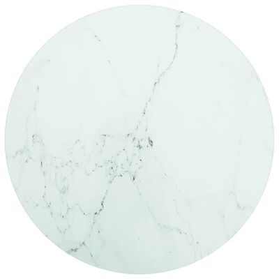 vidaXL Stolna ploča bijela Ø 40 x 0,8 cm staklena s mramornim uzorkom