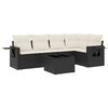 vidaXL 6-dijelni set vrtnih sofa s jastucima crni od poliratana