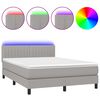 vidaXL Krevet box spring s madracem LED svjetlosivi 140x200 cm tkanina