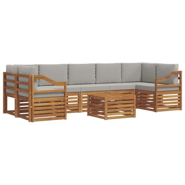 vidaXL Set vanjskih sofa s jastukom 8 pcs Prirodna i svijetlo siva