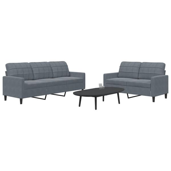 vidaXL 2-dijelni set sofa s jastucima tamnosivi baršunasti