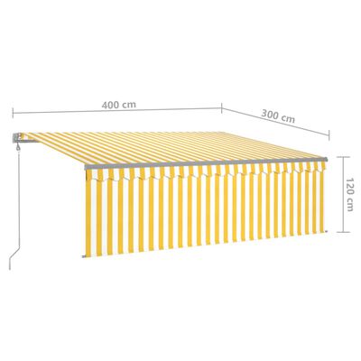 vidaXL Automatska tenda na uvlačenje s roletom 4 x 3 m žuto-bijela