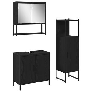 vidaXL Set namje&scaron;taja za kupaonicu 3 kom. Crna 33 x 33 x 113,5 cm