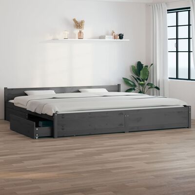 vidaXL Okvir za krevet s ladicama sivi 180 x 200 cm veliki bračni