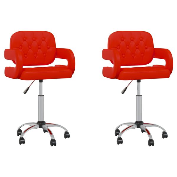 vidaXL Okretne blagovaonske stolice od umjetne kože 2 kom crvene