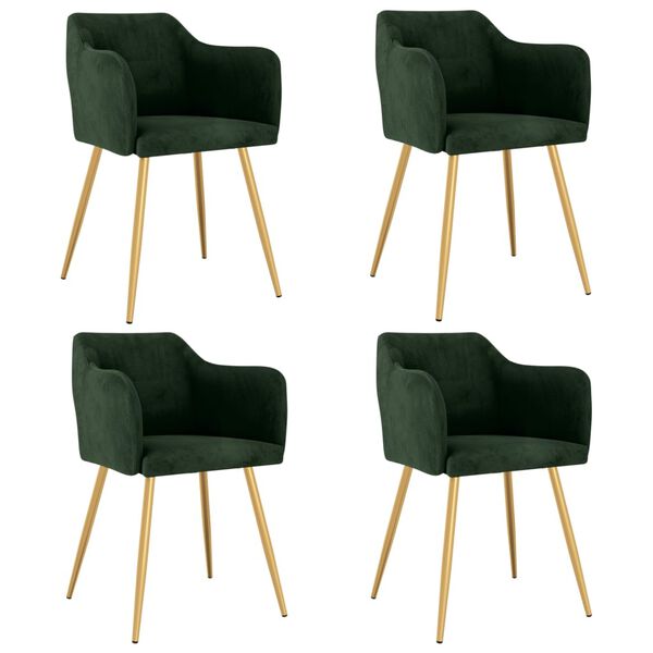 vidaXL Blagovaonske stolice 4 kom tamnozelene bar&scaron;unaste