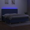 vidaXL Krevet box spring s madracem LED plavi 200x200 cm od tkanine