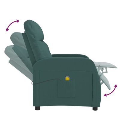 vidaXL Masažna fotelja od tkanine tamnozelena