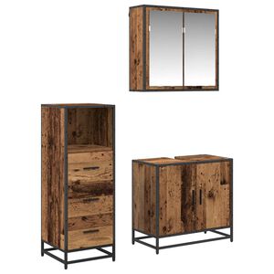 vidaXL Set namje&scaron;taja za kupaonicu 3 kom. Staro drvo 65 x 33 x 60 cm