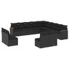 vidaXL 13-dijelni set vrtnih sofa s jastucima poliratan crni