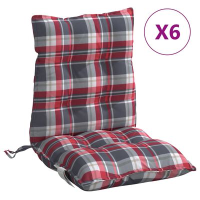 vidaXL Jastuci za stolicu niskog naslona 6 kom crveni karirani tkanina