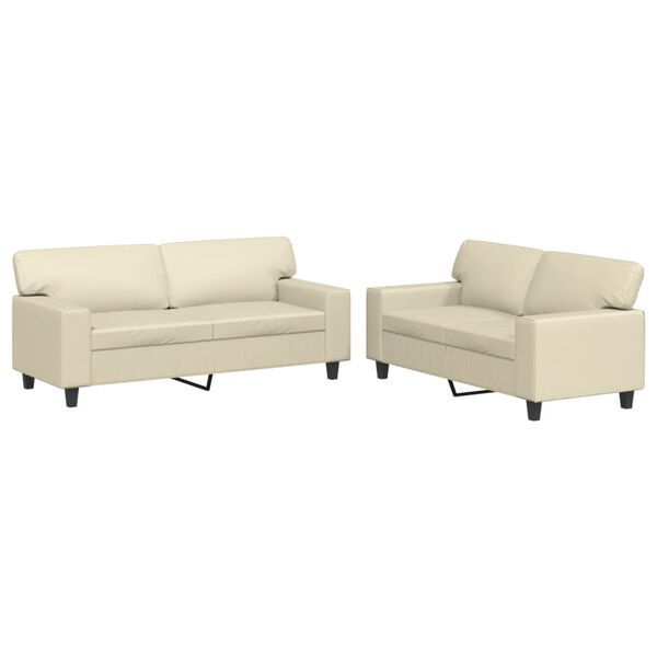 vidaXL 2-dijelni set sofa krem od umjetne kože