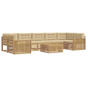vidaXL Set vanjskih sofa 8 kom. Bijela i bež Čvrsto drvo akacije