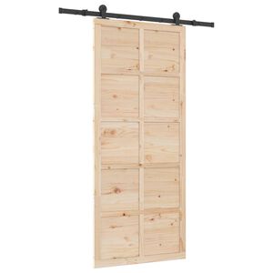 vidaXL Klizna vrata Prirodna 80 x 208 cm Masivna borovina
