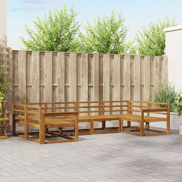 vidaXL Set vanjskih sofa 6 pcs Prirodna Čvrsto drvo akacije