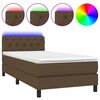 vidaXL Krevet box spring s madracem LED tamnosmeđi 80 x 200 cm tkanina
