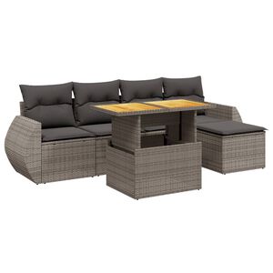 vidaXL 6-dijelni set vrtnih sofa od poliratana s jastucima sivi