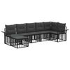 vidaXL Set vanjskih sofa 7 pcs Crna i tamno siva Poliester