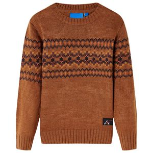 vidaXL Dječji pulover pleteni boja konjaka 92