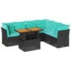 vidaXL 7-dijelni set vrtnih sofa od poliratana s jastucima crni