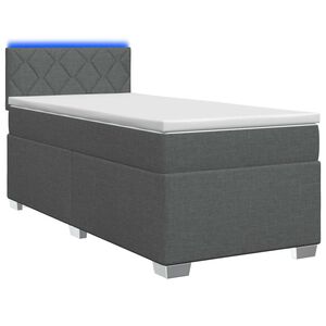 vidaXL Krevet s box springom, madracem i LED-om Tamnosiva 90 x 200 cm