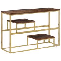 vidaXL Konzolni stol zlatni od nehrđajućeg čelika i drva za pragove
