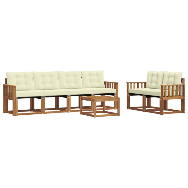 vidaXL Set vanjskih sofa s jastukom 7 pcs Prirodna i krem