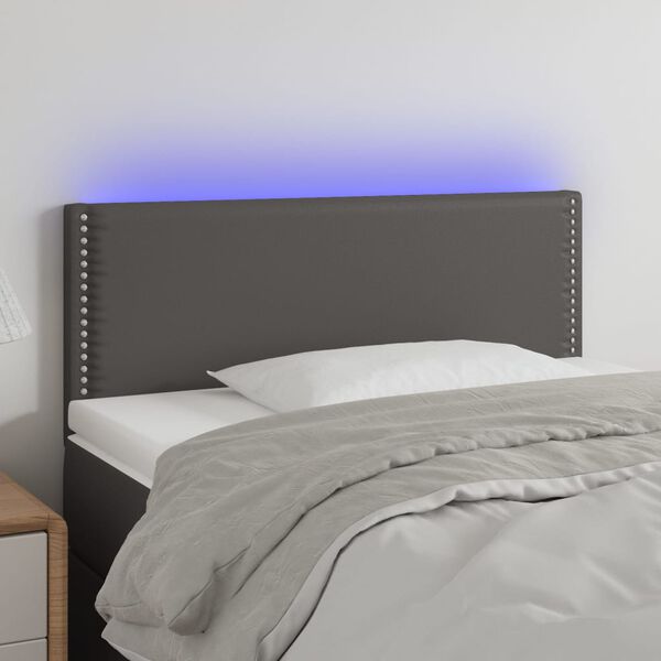 vidaXL LED uzglavlje sivo 100 x 5 x 78/88 cm od umjetne kože