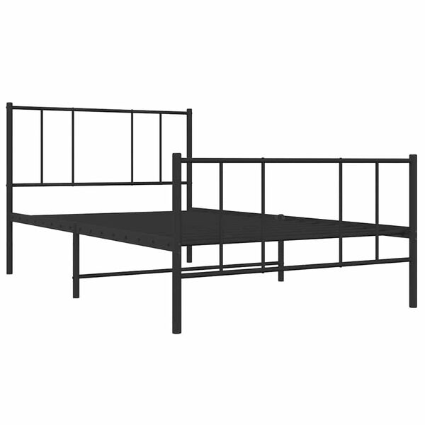 vidaXL Metalni okvir kreveta uzglavlje i podnožje crni 90x190 cm