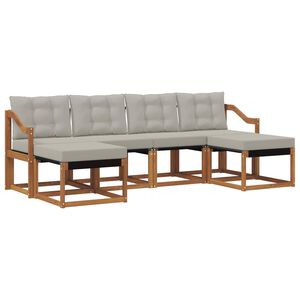 vidaXL Set vanjskih sofa s jastukom 6 pcs Prirodna i svijetlo siva