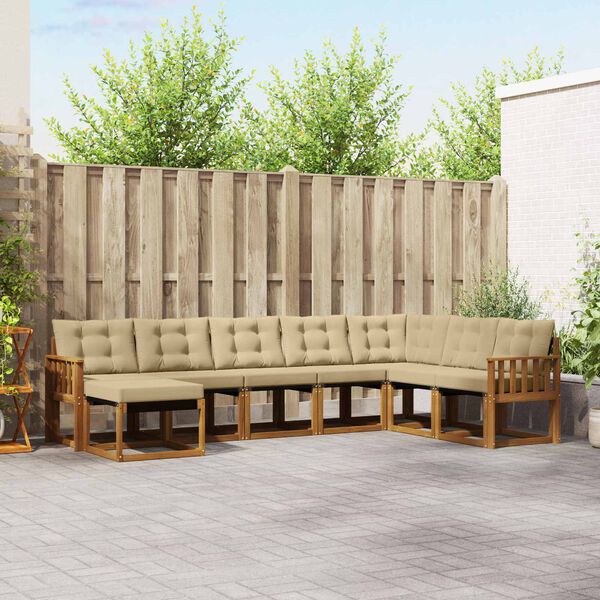 vidaXL Set vanjskih sofa s jastukom 8 pcs Prirodna i bež