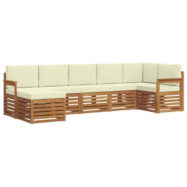 vidaXL Setovi sofa 7 pcs Prirodna i krem Čvrsto drvo akacije