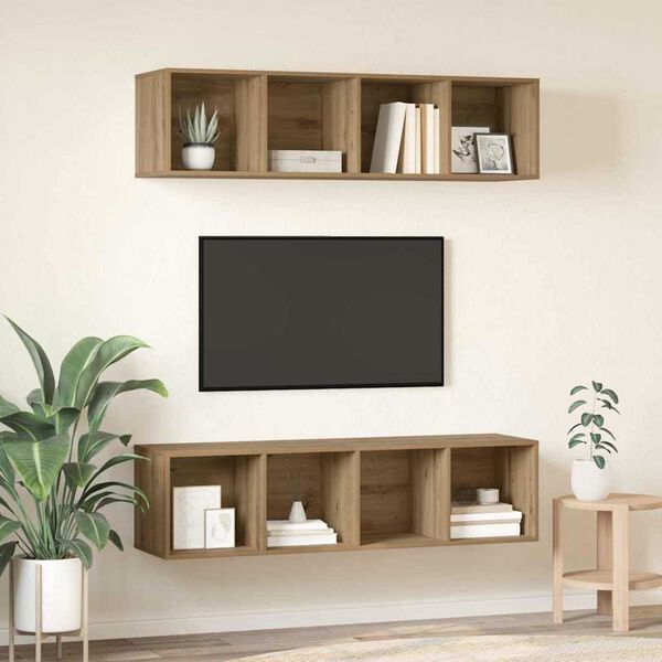 vidaXL Set TV komoda Zidne 2 pcs Umjetnički hrast 37 x 37 x 142,5 cm