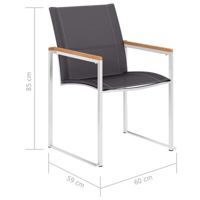 vidaXL Vrtne stolice 4 kom od tekstilena i nehrđajućeg čelika sive