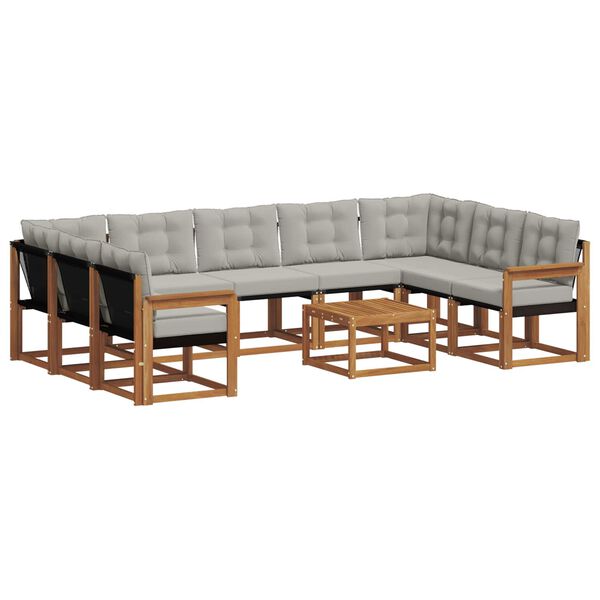 vidaXL Set vanjskih sofa s jastukom 10 pcs Prirodna i svijetlo siva