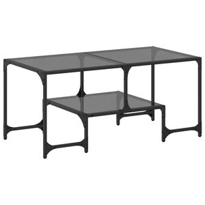 vidaXL Stolić za kavu s crnom staklenom povr&scaron;inom 98,5x50x45 cm čelik