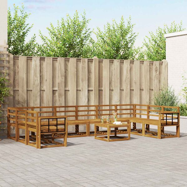vidaXL Set vanjskih sofa 11 pcs Prirodna Čvrsto drvo akacije