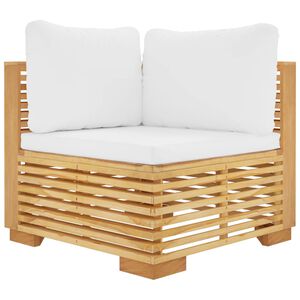 vidaXL Kutna vrtna sofa s krem jastucima od masivne tikovine