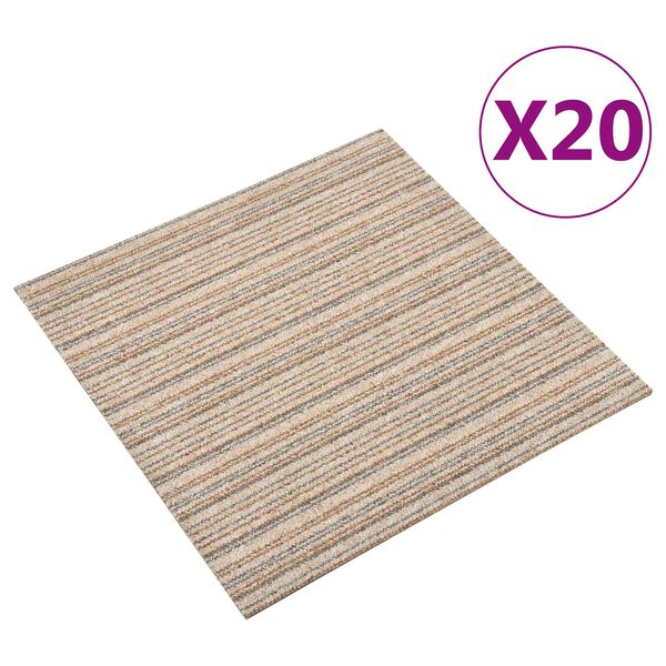 vidaXL Tepih 20 pcs Prugasta bež 50 x 50 cm 100% Polipropilen