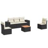 vidaXL 6-dijelni set vrtnih sofa s jastucima crni od poliratana