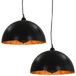 vidaXL Stropne svjetiljke 2 kom crno-zlatne polukuglaste 40 cm E27