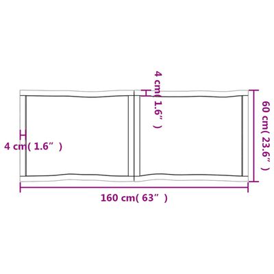 vidaXL Stolna ploča svjetlosmeđa 160x60x(2-4) cm obrađena hrastovina