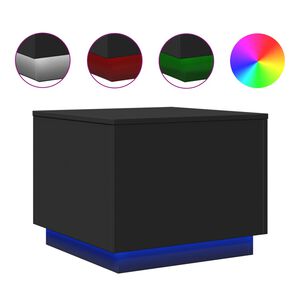 vidaXL Stolić za kavu s LED svjetlima crni 50 x 50 x 40 cm