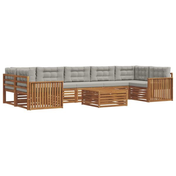 vidaXL Set vanjskih sofa s jastukom 8 pcs Prirodna i svijetlo siva