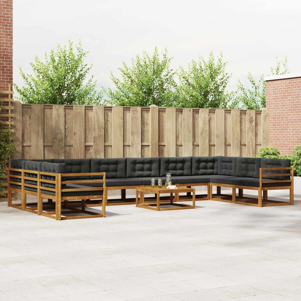 vidaXL Set vanjskih sofa s jastukom 11 pcs Prirodna i antracit