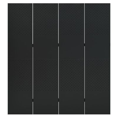 vidaXL Sobna pregrada s 4 panela crna 160 x 180 cm čelična
