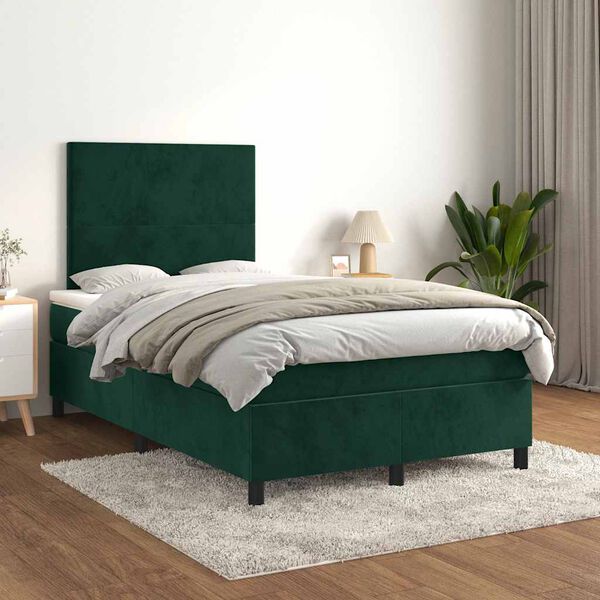 vidaXL Krevet box spring s madracem tamnozeleni 120x190 cm bar&scaron;unasti