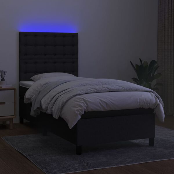 vidaXL Krevet box spring s madracem LED crni 80 x 200 cm od tkanine