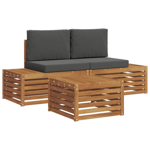 vidaXL Set vanjskih sofa s jastukom 3 Komad Prirodna i antracit