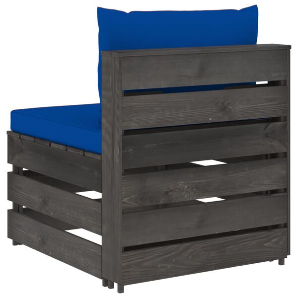 vidaXL Modularna srednja sofa s jastucima od sivo impregniranog drva